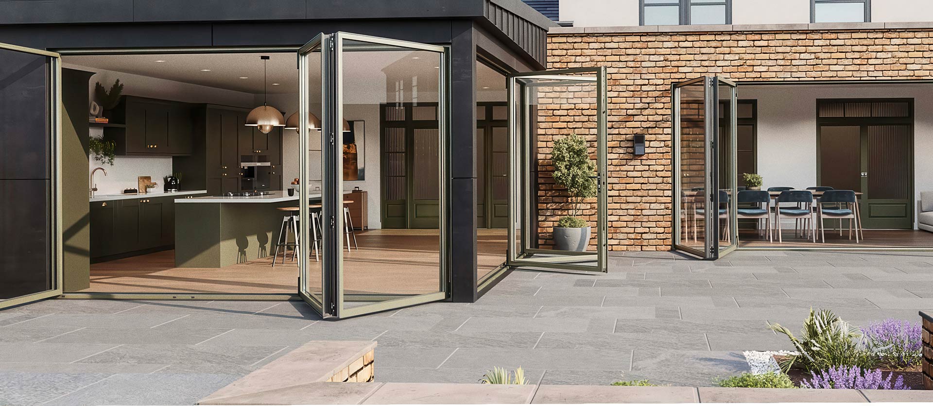 The AluK ICONIK bifold door system has been engineered to bring together elegant contemporary styling, advanced thermal performance and streamlined installation.
